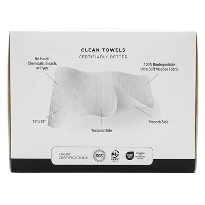 PureNest Clean Face Towels XL – 100% Biodegradable Ultra-Soft Viscose Disposable Facial Towels, Textured & Smooth Sides, Chemical-Free, Vegan, Cruelty-Free – 50 Count