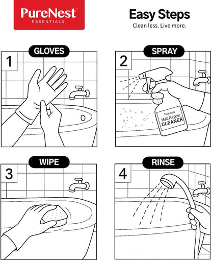 PureNest Heavy Duty Oil Stain Multi-Purpose Cleaner – All-Purpose Kitchen & Bathroom Degreaser, Removes Grease, Grime, and Stains from Tiles, Stovetops, Range Hoods, Sinks, Appliances – 17 fl oz